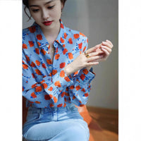 Design-print Retro Long-sleeved Shirt