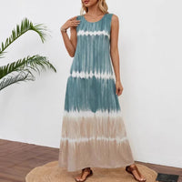 Summer New Sleeveless Printed Tie-Dye Tank Dress Womens Clothing