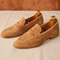 Men's Loafers With Round Toe Brown Suede