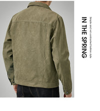 Men's Casual Suede Brushed Fabric Youth Fashion British Style Jacket