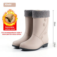 Women's Rain Boots Fleece-lined Fashion Mid-calf Waterproof