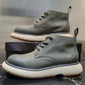 Cowhide Round Toe High-top Leather Shoes