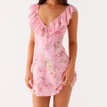 Retro Floral High-Waisted French-Style Dress For Women