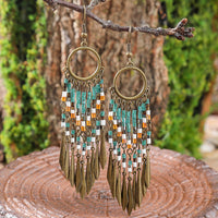 Hanqi Ornament Metal Alloy Bohemian Oval Earrings