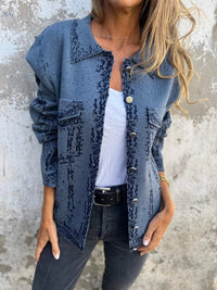 Lapel Variegated Metal Buckle Knitted Coat