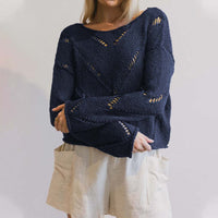 Solid Color Idle Style Hollow-out Thin Sweater Sweater For Women
