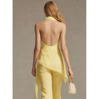 Neck-hanging Backless Belted Sleeveless Wide-leg Suit For Women