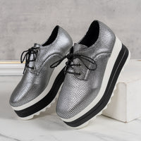 Round Toe Lace-up Platform Thick Bottom Shoes Women