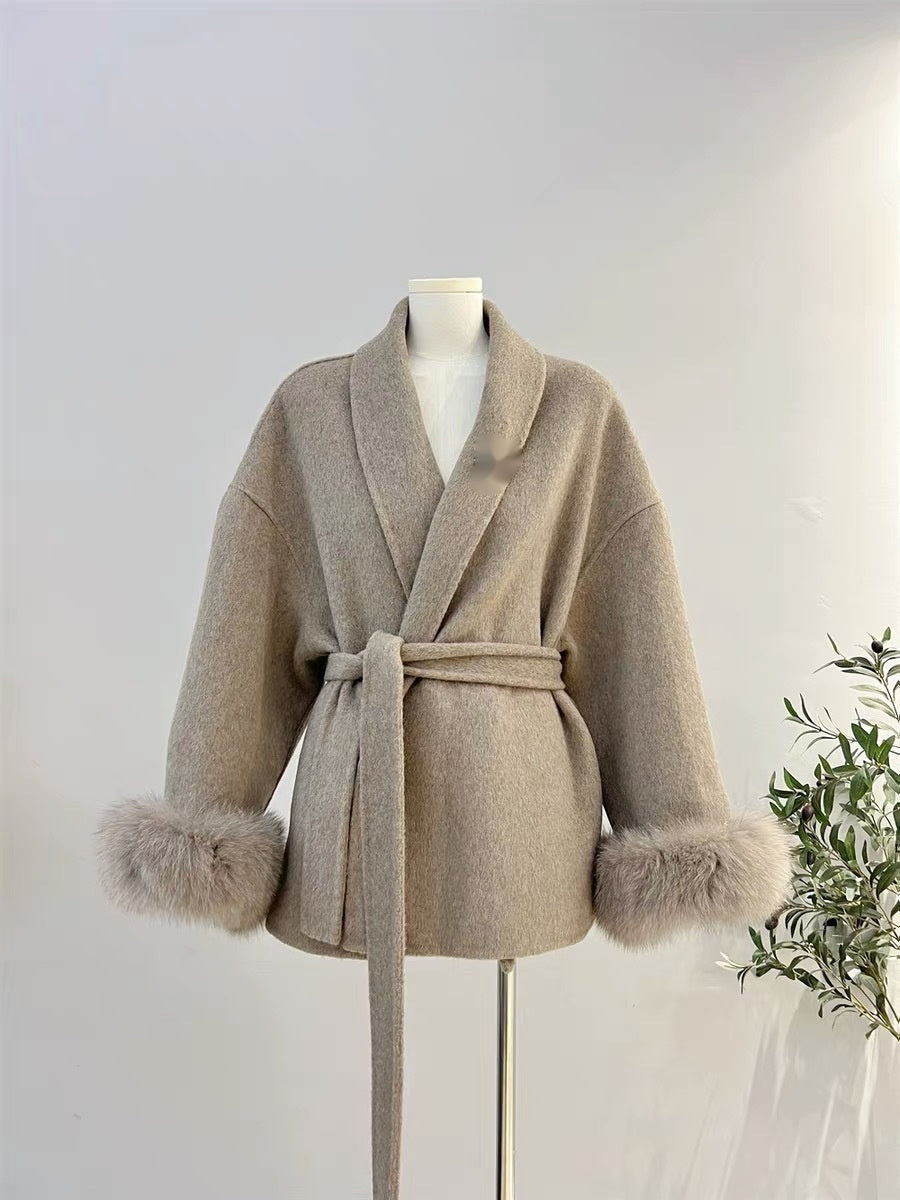 Fox Fur Double-sided Temperament Wool Overcoat