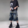 American Retro Frayed Five-pointed Star Denim Shorts Loose