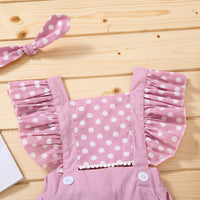 Summer New European And American Style Mermaid Polka Dot Flying Sleeve Dress With Bow Headband Set