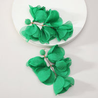 Long Fabric Chiffon Petal Tassel Earrings For Women Bohemian Handmade Jewelry Perfect For Summer Party Tropical Beach Vacation