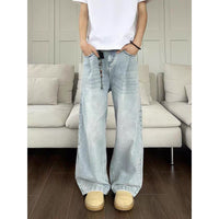 Light-blue Washed-in-wash-and-wear Jeans For Men That Go With Everything