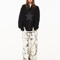 American Retro Fake Two-piece XINGX Patch Sweater