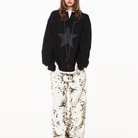 American Retro Fake Two-piece XINGX Patch Sweater