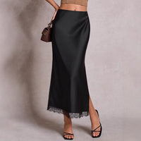 Lace Split High-Waist Elastic Sexy Bodycon Maxi Dress
