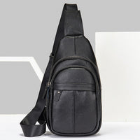 Men's Top Layer Cowhide Leather Diagonal Cross Cycling Single Shoulder Diagonal Backpack