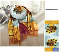 Tassel Digital Printing Scarf Cashmere Oil Painting Shawl