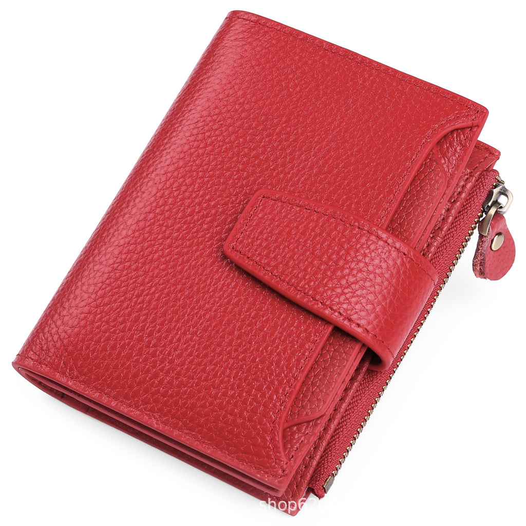 Women's Leather Short Wallet European And American Milled First Layer Cowhide Wallet Wallet