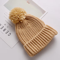 Baby Ball Thicken Warm Cute Candy Solid Color Knitted Hat