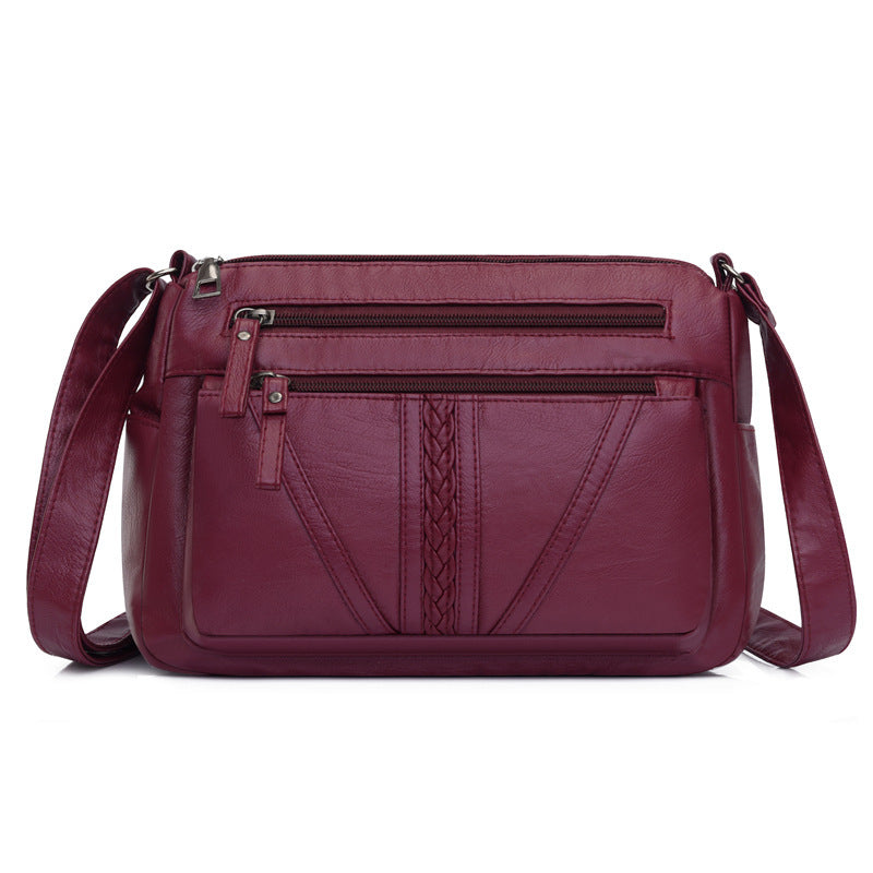 Soft Leather Textured Crossbody Bag