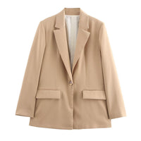 The Casual Long-sleeve Blazer Is Made From A Silk-like Satin Fabric