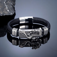 Retro Dragon Totem Woven Leather Bracelet