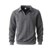 Men's Fashion Jacquard Lapel Long Sleeve Sweater