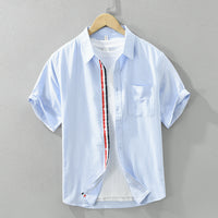 Japanese Style Simple Color Matching Short Sleeve Shirt