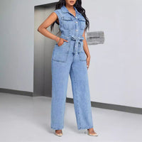 Denim Wear Sleeveless Casual Jumpsuit Trousers Jeans