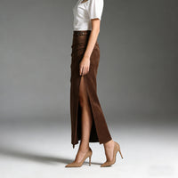 Slimming Pleated Slit Chic Bodycon Skirt