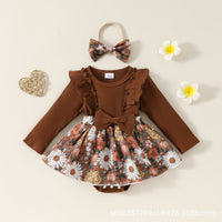 Multi-Color Sunken Stripe Fake Two Pieces Long-sleeve Jumpsuit Suit