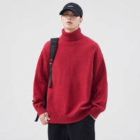 New Autumn Winter High-neck Knit Sweater For Men Japanese-style Vintage