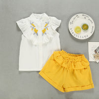 Children's Summer Clothing Sleeveless Single-breasted Embroidered Collar Suit