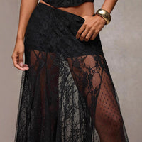 Lace-Panel Low-Waist Bodycon Maxi Dress Versatile And Slimming