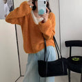 Laid-back Preppy Style Fake Two-piece Knitted Sweaters Top