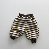 Children's Stripes Fleece Shirt Retro Warm Velvet Hoodie Lengthened Trousers