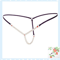Women's Transparent Beads Hip-exposed T-back Underwear