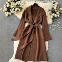 Elegant Minimalist Long-style Fashion Knit Cardigan Coat