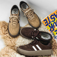 Leather Platform Casual Brown Men's Shoes