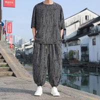 Men's Thin Short-sleeved Trousers Loose Two-piece Suit