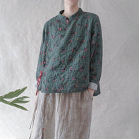 National Style Garden Floral Beaded Button Jacket