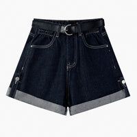 Women's High Waist Curly Denim Shorts