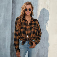 Plus Size Women's Long Sleeve Plaid Button Shirt