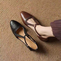 Soft Leather Pointed Cross-strap Hollow Leather Shoes