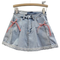Lace Lace Band Bow High Waist Slimming A- Line Skirt