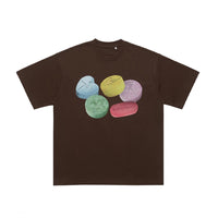 Cotton Printed Round Neck Couple Top T-shirt With Short Sleeves