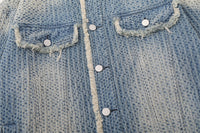 Washed And Worn Raw Edge Cat Beard Denim Coat
