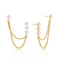 Stainless Steel White Zircon Tassel Earrings For Women