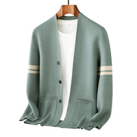 Fall Winter Men Long-sleeved Sweater Coat Thickened Blended Jacquard